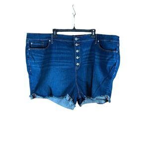 Torrid Jean Shorts Plus Size 30W Dark Denim Blue NWT Button Front